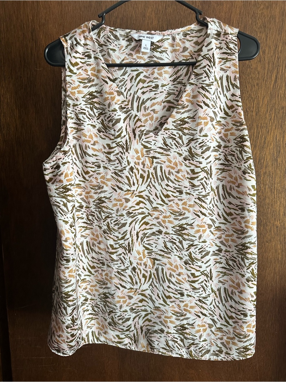 Nine West Women’s Sleeveless Blouse Size Large Soft Pastel Multicolor Classic